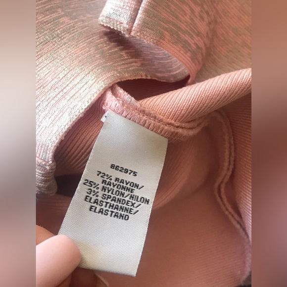 JS Collections pink & silver bodycon midi dress with zipper in sz 4. Stretchy - Picture 13 of 13